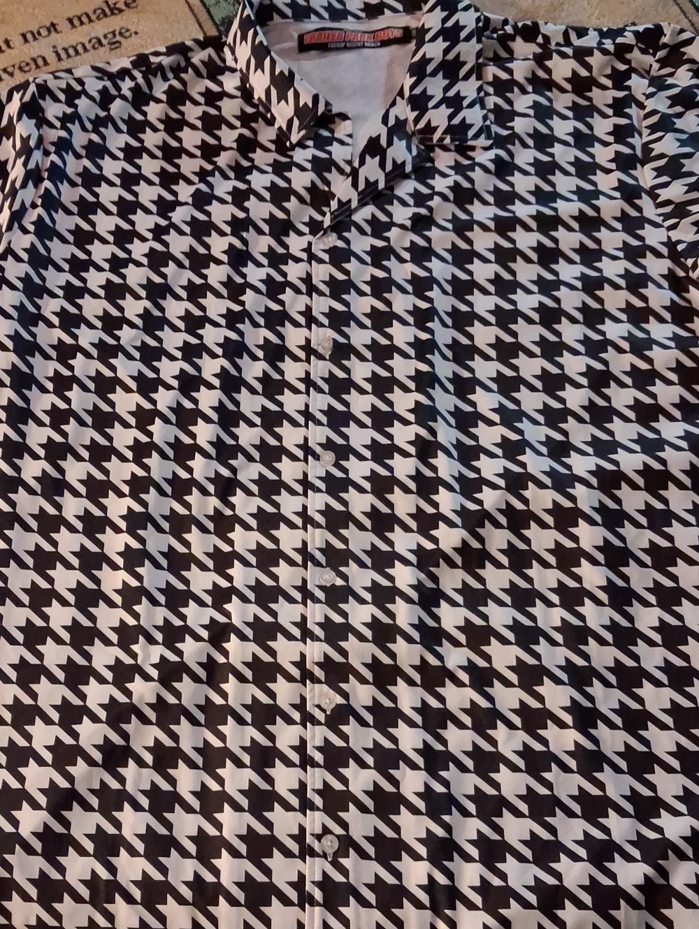 Black & White Houndstooth Casual Button-Down Shirt